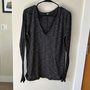 Lululemon Charcoal V-Neck Long Sleeve Top